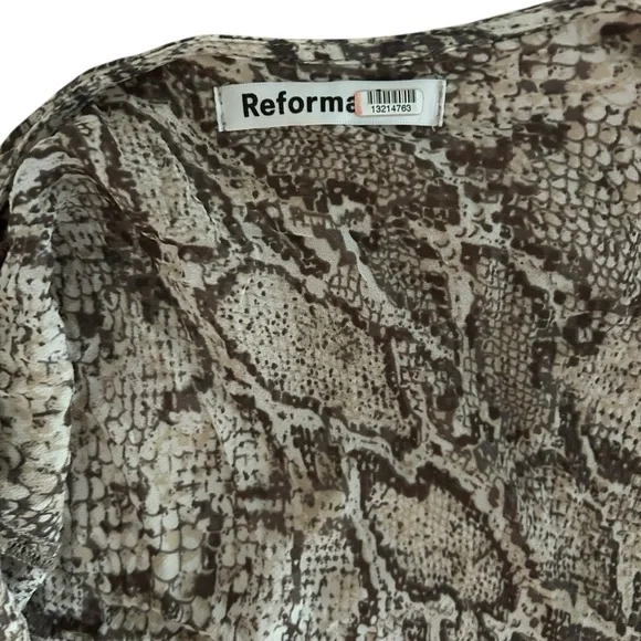 Reformation Jaz Wrap Snake Print Dress Size XL - Picture 8 of 8